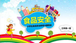 Cartoon Primary School Student Food Safety Education Theme Class Meeting PPT Template