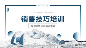 Baixe o modelo PPT para treinamento de habilidades de vendas com um fundo de montanha nevada