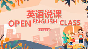 Templat PPT Courseware Pengajaran Bahasa Inggris Gaya Ilustrasi Indah