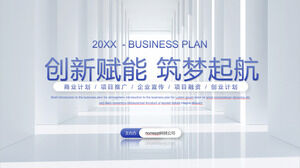 Scarica il modello PPT del piano aziendale azzurro per "Innovation Empowerment, Dream Building and Sailing"