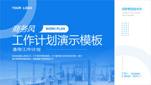 Pobierz niebieski szablon PPT planu pracy na tle biura biznesowego