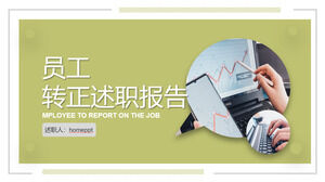 Laden Sie die PPT-Vorlage für den Beschäftigungsbericht von Teegrün-Mitarbeitern vor dem Hintergrund von Datenberichten herunter
