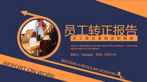 Unduh template PPT untuk Laporan Percobaan Karyawan Gaya Bisnis Blue Orange
