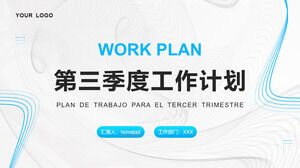 Download the quarterly work plan PPT template with a blue curve background