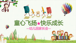 Pobierz szablon PPT przedstawiający animowane przedszkole Konferencja rodzic-nauczyciel przedstawiająca „latającą dziecięcą niewinność i szczęśliwy wzrost”