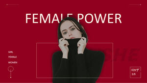 Red Magazine Style Female Power Theme PowerPoint Template