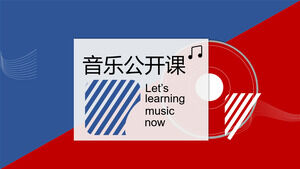 Unduh template PPT untuk kelas musik publik dengan latar belakang merah dan biru yang kontras
