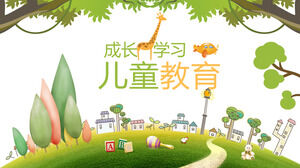 Download del modello PPT per l'educazione alla crescita dei bambini in stile cartone animato verde e fresco