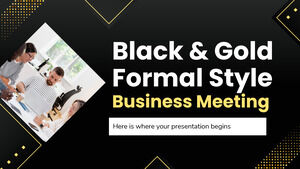 Reunión de negocios de estilo formal negro y dorado