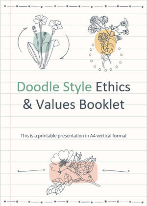 Broschüre „Ethik und Werte“ im Doodle-Stil