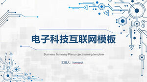 Download der PPT-Vorlage für elektronische Technologie im Internet mit blauem Hintergrund für elektronische Schaltkreise