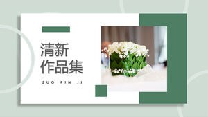 Laden Sie die PPT-Vorlage für die grüne und frische Kunstsammlung mit frischem Blumenhintergrund herunter