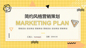 Descarga gratuita de la plantilla PPT de planificación de marketing con fondo de cuadrícula amarilla