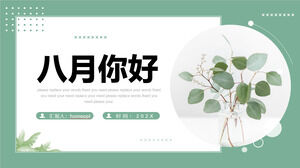 Șablon PPT pentru literatură și artă verde, fundal Bonsai cu frunze verzi proaspete