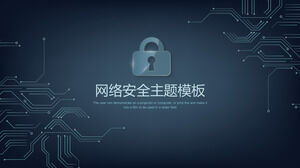 Blue stable electronic circuit and padlock background network security theme PPT template
