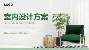 Download do modelo PPT de esquema de design de interiores verde e fresco
