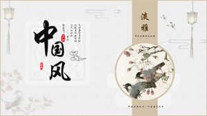 Scarica il classico modello PPT in stile cineserie con sfondo di fiori e uccelli