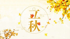 Unduh template PPT Musim Gugur dengan latar belakang daun ginkgo emas