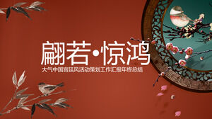 Çiçek ve kuş arka planlarına sahip klasik Çin saray stili için PPT şablonunu indirin