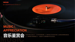 Download the PPT template for the music appreciation conference on the background of the record player