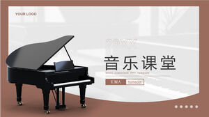 Download PPT template for music classroom with black piano background