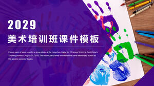 Introdução ao curso de treinamento artístico com download do modelo PPT de fundo colorido para impressão de palma