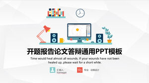 Template PPT untuk laporan proposal akademik dengan latar belakang desktop pembelajaran vektor warna