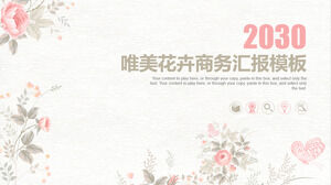 Download the PPT template for the business report of Han Fan Flower Background