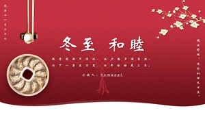 Download the PPT template for the Winter Solstice Harmony between Gilded Flower Branches and Dumplings Background