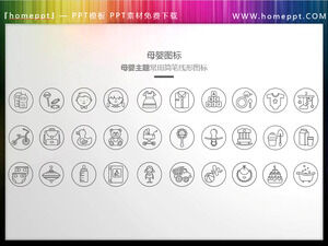 30 vector thin line mother baby theme PPT icon materials
