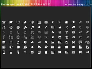 91 matériaux d'icône PPT de thème de bureau d'éducation colorable vectoriel