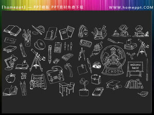 46 materiais de ícone PPT de tema educacional desenhado à mão vetorial