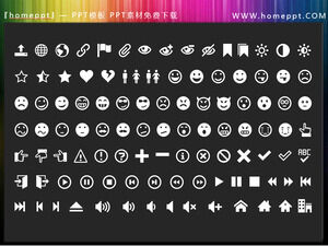 105 émoticônes vectorielles colorables et boutons de commande matériaux d'icônes PPT