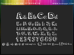 Tebeşirle elle çizilmiş büyük ve küçük harf alfasayısal semboller için PPT materyallerini indirin