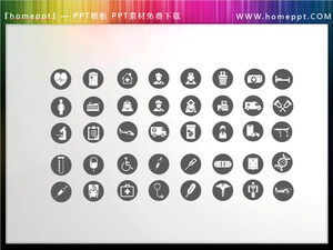 40 okrągłych wektorowych kolorowych medycznych ikon PPT