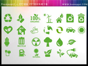 26 materiales de iconos PPT de tema ambiental verde colorables vectoriales