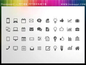 40 matériaux d'icône PPT de bureau d'affaires colorables vectoriels
