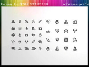 36 matériaux d'icône PPT de thème médical colorable vectoriel à télécharger
