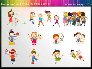 Téléchargez 11 ensembles de matériel PPT pour enfants de dessins animés colorés