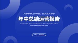 Download the PPT template for the blue operational mid year report with a circle background