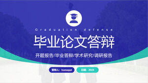 Free download of PPT template for graduation thesis defense in blue and blue color scheme