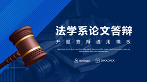 Laden Sie die blaue PPT-Vorlage für die Abschlussverteidigung der Rechtsabteilung mit einem Judicial Hammer-Hintergrund herunter