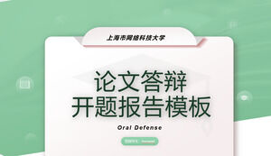 Relatório de abertura de defesa de formatura verde com download de modelo PPT de fundo de origami