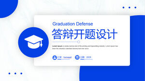 青い点の背景を持つ卒業防衛提案のPPTテンプレートをダウンロード