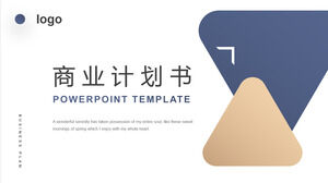 Download the PPT template for the minimalist blue gold color scheme business plan