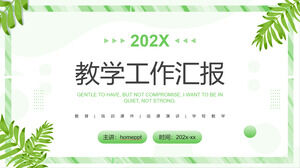 Teaching Work Report on Green Leaf Border Background PPT Template Download Teaching Work Report on Green Leaf Border Background PPT Template Download
