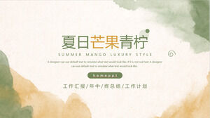 Verde Portocaliu Acuarelă Halo Dye Summer Mango Lime Theme PPT Template Download