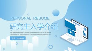 Introduction to Graduate Entrance with Blue Dynamic Pattern Background PPT Template Download