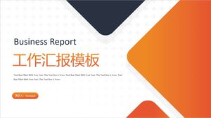 Vereinfachte PPT-Vorlage für den Hintergrundarbeitsbericht mit blau-orangefarbener Geometrie herunterladen