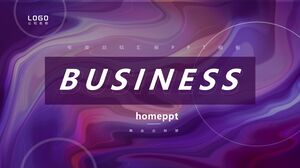 Download PPT template for business report with purple abstract ripple background